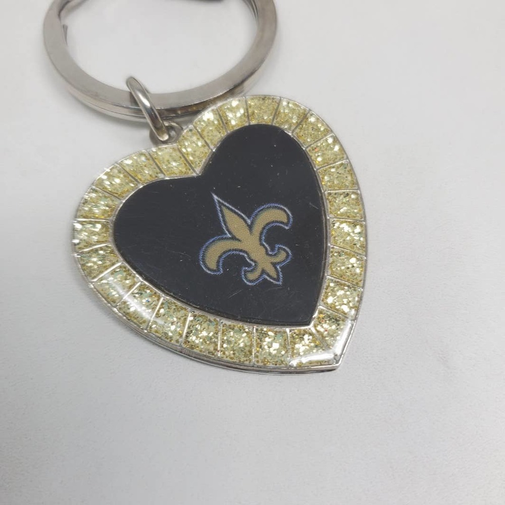 Rico Industries NFL Metal Rhinestone Heart Keychain - New Orleans Saints